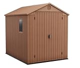 Keter Gerätehaus Darwin 6x8, Braun, Außenmaße 190x244x221cm, wartungsfrei, wetterfest, wasserdicht, mit Unterboden