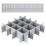 Pavlleen 24 Stück Schubladenteiler, Schubladentrenner Verstellbar, Schubladeneinteiler, Schubladen Organizer Verstellbar, Weiß Trennwände für Unterwäsche, Socken, Kosmetik, Schlafzimmer, Büro (Grau)