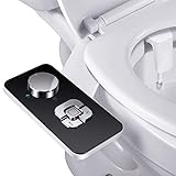 Bidet Aufsatz - SAMODRA Nicht Elektrisch Bidet Toilettenaufsatz mit Einziehbare selbstreinigende Doppeldüsen,Front- und Heckreinigung,Einstellbarer Druckschalter für Kaltes Wasser
