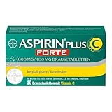 Aspirin Plus C Forte - Erkältungsmittel mit Vitamin C - wirkt schnell gegen stärkere Kopf-, Hals- und Gliederschmerzen und Fieber - mit der doppelten Menge an Wirkstoff - 1 x 10 Brausetabletten
