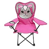 Kinder Anglersessel Pink Campingstuhl Faltstuhl Anglerstuhl Motiv Hase mit Getränkehalter und Tasche