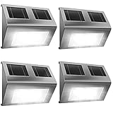Deuba® Solarlampen für Außen 4er Set Garten LED Edelstahl IP65 Wasserdicht Solarleuchte Wandleuchte Gartenbeleuchtung Außenleuchte Solar Lampe Wand
