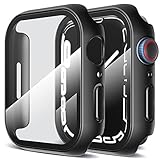 LK [2 Stück Schutzhülle ] Kompatibel mit Apple Watch Series 9/8/7, 45 mm Displayschutzfolie, [9H Härte] [ HD Klar ] Voller Schutz,Kratzfestes Hard PC Protector Cover für iWatch 9/7/8 45 mm - Schwarz