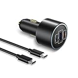 130W USB C Auto Ladegerät, 3 Port Zigarettenanzünder USB C Kfz Ladegerät PD 100W 30W QC 3.0 Schnellladen Adapter mit USB C Kabel für MacBook Pro Air, iPhone, iPad, Galaxy,Tablet, Laptop