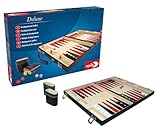 Noris 606101712 - Deluxe Backgammon, der Spieleklassiker im handlichen Koffer in edler Ausführung - auch für unterwegs geeignet, ab 8 Jahren, Meerkleuren