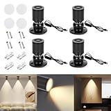 AMFUN 4PCS 360° Schwenkbar Aluminium Spotlight, 5V 1W Mini LED Spot Licht, USB LED-Strahler für Zuhause, Hotel, Schmuck, Dekoration, Malerei, Pflanzen, Weinschrank (4000 K Neutrales Licht)