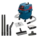 Bosch Professional Nass-/Trockensauger GAS 25 L SFC (inkl. Grobschmutzdüse, Fugendüse, Schlauch 3 m, Bodendüsen-Set, Papierbeutel, 1 x Polyesterfilter, Luftreguliergriff, 2 x Absaugrohr), Blau