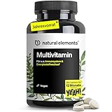 natural elements Multivitamin – 365 vegane Tabletten – Jahresvorrat – wertvolle Vitamine A-Z, mit Vitamin K1 und K2 – ohne unnötige Zusätze – in Deutschland produziert & laborgeprüft
