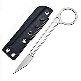 Joa Kleine handliches werkzeug stahl messer scharf rutschfest grau Survival Tragbare Camping outdoor messer edc Jagdmesser tanto neck knife feststehende Gerade Festes messer multitool mit scheide