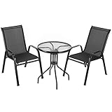 Clevich 3-TLG. Balkonmöbel Set, 2 Stapelbare Hochlehner...