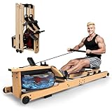 Rudergerät für Zuhause, Aeriflo W100 Rudergerät Wasser aus Bambus, rudergeräte klappbar mit Bluetooth Display & APP, leise & platzsparend, Premium Heimtrainer für Ganzkörpertraining