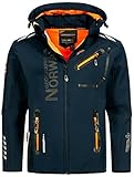 Geographical Norway Herren Herbst Winter Jacke Softshell Jacke Outdoor Regen Übergangs Jacke Sportjacke FVS Produktion H-H, Farbe:Navy, Größe:XL