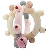 Hess Holzspielzeug 11107 - Motorikrassel aus Holz in Form einer Kugel, Nature Serie in Rosa, mit beweglichen Teilen, ab 6 Monaten, handgefertigt, für Greifübungen