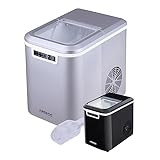 Arebos Eiswürfelmaschine | Ice Cube Maker | 12 kg / 24 h | 10-15 Minuten Produktionszeit | 2 Eiswürfel-Größen | 2,2 Liter Wassertank | Eiswürfelbereiter | Leise | Selbstreinigungsfunktion | Silber