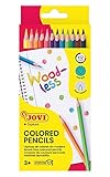 Jovi Buntstifte Woodless, holzfrei, 3-kant Form, ab 3 Jahren, bruchsicher, 12 Farben in einer Schachtel