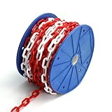 QWORK® 25m Absperrkette Rot/Weiß 6mm Kunststoff, für Mengenkontrolle, Verkehr, Warteschlange