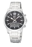 ETT Eco Tech Time Funk Solar Herren Uhr Analog mit digitalem Datum mit Edelstahl Armband EGA-11715-21M