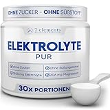 Elektrolyte PUR • 210g (30 Portionen) • Ohne Zucker & Süßungsmittel • KETO • Für Sport und gegen Kater • Ohne Zusätze und Aromen • isotonisches Elektrolytgetränk • inkl. Messlöffel
