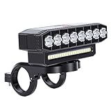 UPALDHOU Fahrradlicht, Wiederaufladbarer Fahrradscheinwerfer mit Hupe, 6 Modi für Mountainbike-Offroad-Radfahren