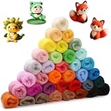 Namner Filzwolle 36 Farben Set, 108g Märchenwolle aus Schafwolle für Nassfilzen & Trockenfilzen, Premium Merinowolle zum Filz Basteln & Stricken, Filzen Starterset mit Naturfasern