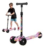 Boys Scooter | Klappbarer Scooter mit Graffiti-Design, drei mit Blitzlicht, Tablett ohne Slip, für das Lernen von Balance und Spaß im Freien, höhenverstellbar