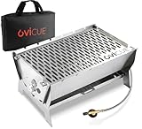 ovicue Grill | Mobiler Steck-Gasgrill – Tragbarer Edelstahlgrill mit Stecksystem – Gas- & Holzkohlebetrieb – Inkl. Tragetasche – Perfekt für Camping, Balkon, Garten & Outdoor - Camping Grill