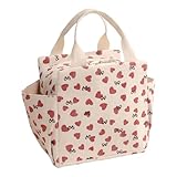 Songelt Stilvolle wiederverwendbare Kühltasche aus dickem isoliertem Kordsamt, breite Öffnung, Reißverschluss, kompakte Aufbewahrung für Snacks, Getränke, isolierte Picknick-Lunch-Tasche für Reisen