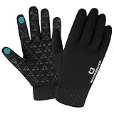 WESTWOOD FOX Winterhandschuhe Touchscreen Leicht wasserdicht Thermo Warm Thinsulate rutschfeste Lauf-Fahrradhandschuhe Winddichte Handschuhe mit elastischen Bündchen für Männer Frauen Schwarz, L