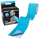 Kintex Kinesiologie-Tape Classic - selbstklebend, elastisch, wasserfest und antiallergisch - Sport- und Kinesiotape zum Einsatz bei Sportverletzungen - Blau - 5 cm x 5 m