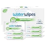 WaterWipes Feuchtigkeitsspendende, säubernde Baby-Feuchttücher, 360 Tücher (6 Packungen), mit 99% Wasser & Aloe Vera Extrakt, Feuchttücher für Gesicht & Körper