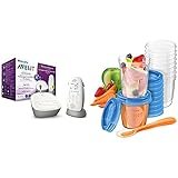 Philips Avent Audio Babyphone SCD733/26 - DECT-Technologie, Eco-Mode, Sternenhimmel, Gegensprechfunktion, Schlaf- und Nachtlieder, weiß & SCF721/20 Nahrungs-Mehrwegbecher