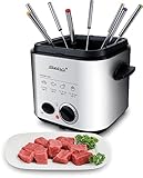 Steba Edelstahl Mini-Fritteuse mit Fondue-Set 2in1 - Geruchsfilter - 1,2 Liter Volumen - 8 Edelstahl-Fonduegabeln - leistungsstark und schnell dank 840 Watt - DF 95