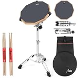 Drum Practice Pad Set AKLOT 12' Kieselgel Übungspad mit Snare Ständer Rucksack Drumsticks für erwachsene Kinder