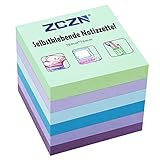 ZCZN Haftnotiz Sticky Notes Selbstklebende Haftnotizzettel Notizzettel Klebezettel 6 Blöcke, 80 Blatt, 76 x 76 mm, 5 Farben (hellgrün, hellviolett, hellblau, blau, lila)