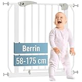 ib style® Berrin ! PREISSIEGER ! Treppengitter 58-175 cm | Ohne Bohren |Auto-Close| 90° Stop | Einhand Bedienung | 88-96 cm