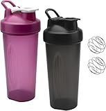 CXWFLM 2 Stück Protein Shaker 600ml – Auslaufsicherer Eiweiß Shaker Becher mit Mischkugel, ML Anzeige, Fitness Shakebecher für Whey Proteinpulver, Cremige Shakes, Gym & Sport Trinkflasche