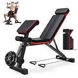 SOFTHOM Hantelbank Klappbar Verstellbar, 8-in-1 Trainingsbank mit Preacher-Curl, Beinstrecker und Kopfstütze, bis 400kg belastbar, Fitnessbank für Home Gym, Rückentrainer/Römischer Stuhl