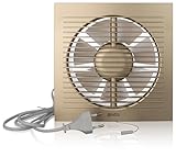 ABOUT VENT Ø 150mm Badlüfter Fan mit Zugschnur und Stecker - Gold Abluftventilator - Ventilator zur Belüftung in WC und Bad gegen Feuchtigkeit