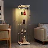 FANYUSHOW Glasvitrine, Weißes Vertikales Glas, Moderne Glas-Holzvitrine, 4-stufige Glasvitrine für Sammlerstücke, Bücher, Wein, Büro, Wohnzimmer, Küche, 164 x 42,5 x 36,5 cm, mit Licht
