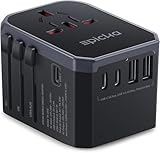EPICKA Reiseadapter Weltweit, Universal Reisestecker Adapter, Internationaler,Travel Adapter für Deutschland USA UK Japan Thailand Australien (5 USB(3 USB C)-30W Schwarz)