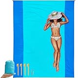 NABIYE Strandmatte Stranddecke Sandfrei 270 x 210cm, Extra Große strapazierfähige Nylon Spinnmaterial kompakte Strandmatte leicht schnell trocknend für Reisen, Camping, Strandurlaub Blau