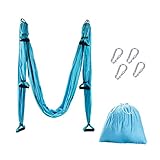 Aerial Yoga Swing Air Fliegen Yoga Hängematte Silk Hammock Yoga Schaukel Fitness Anti Schwerkraft Anti Gravity Schwingen mit 180kg/400 lbs Belastung (blau)