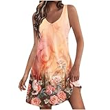 AACH Warehouse Deals Sommerkleid Damen Ärmellos Strandkleid mit Taschen Elegante Kleid mit Spitzenbesatz Strandkleid Rundhals Schulterfrei Freizeitkleider Tank Top Kleider Elegante