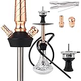 RMAN® Shisha Wasserpfeife Mini Hookah Aluminium Klein Shisha Set Komplett mit Silikonschlauch Kaminkopf Kaminaufsatz Mundstück Edelstahl Tauchrohr Diffusor Zange Shisha Zubehör