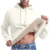 EMATOP Fleece Pullover Herren Warm Gefüttert Sweatshirt Lässig Langarm Hoodie Leichte Einfarbig Kapuzenpullover Winter Dickes Fleecepullover Weich Bequem Oberteile Baumwolle Kapuzenpulli Tops