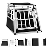 Juskys Alu Hundetransportbox M - 69x54x51 cm - Auto Hundebox robust & pflegeleicht - Gittertür verschließbar - Aluminium Transportbox für Hunde