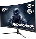 CRUA 27'' 180Hz Curved Gaming Monitor-27 Zoll FHD Curved Computer Screen,Krümmung 1500R,VA-Panel,180Hz, Gaming Display, Augenpflege,Neigungsverstellung, HDMI,DP Schwarz