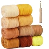 NAROSEBE 10 Farben Nadelfilz Set, Nadelfilz Wolle, Nadel Filz Wolle Kit mit Filznadeln, Filzwolle Set je 10 g, Filzwolle Nassfilzen Nadelfilzen Set für Filzwollen Trockenfilzen DIY Handwerk