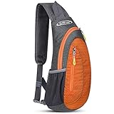 G4Free Leichte Brusttasche Sling Schulter Rucksäcke Nette Umhängetasche Dreieck Pack Rucksack zum Wandern Radfahren Reisen oder Multipurpose Tagepacks, Grau und Orange, S