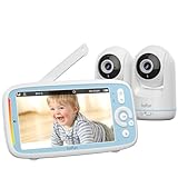 BOIFUN babyphone mit 2 kameras,5 Zoll 720P HD IPS Bildschirm PTZ 360° View 3×Zoom VOX-Modus babyfon Nachtsicht Temperaturüberwachung Wiegenlieder Zwei-Wege-Audio